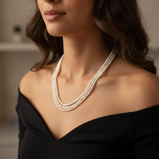 434381 Cz 3 Line Necklace With Gold Plating-Moti