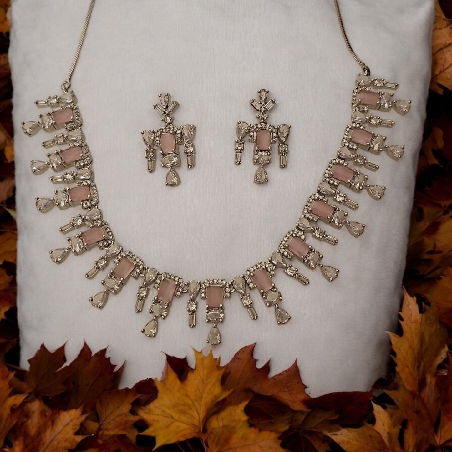 96209-NS Cz Delicate Necklace-Pink