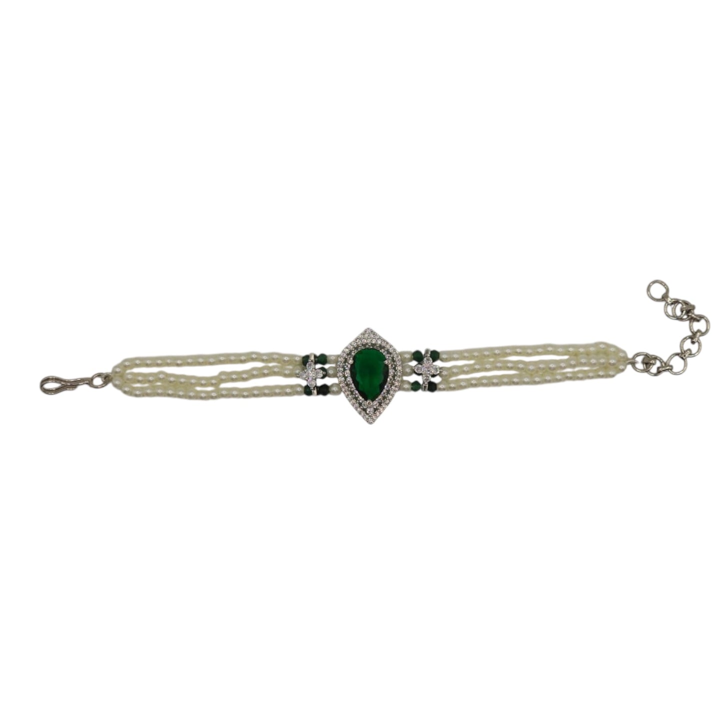 439637 Cubic Zirconia Classic Bracelet With 2 Tone Plating-Green