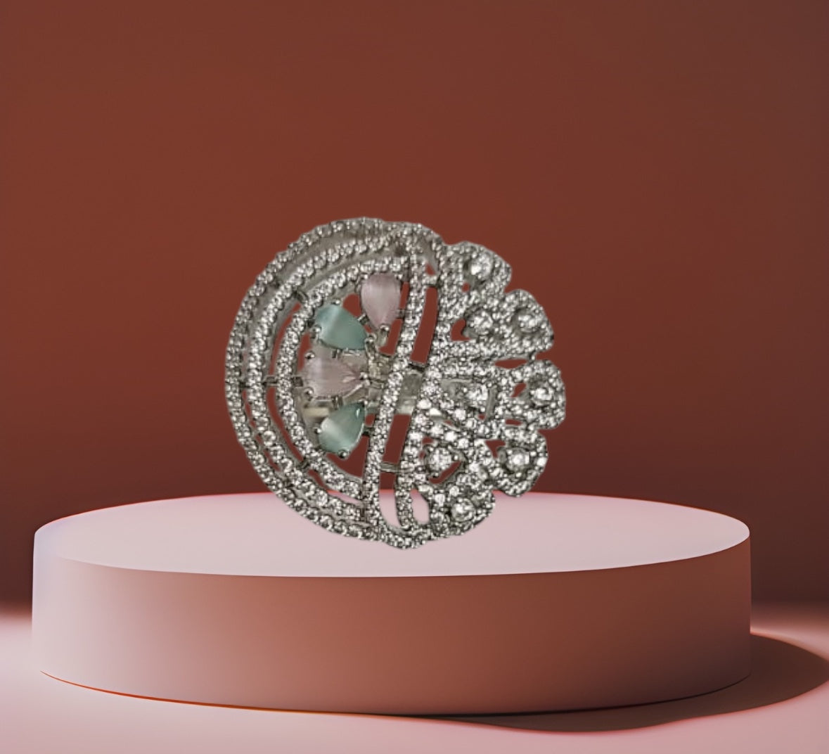 436624  Cz Adjustable Ring Multicolor