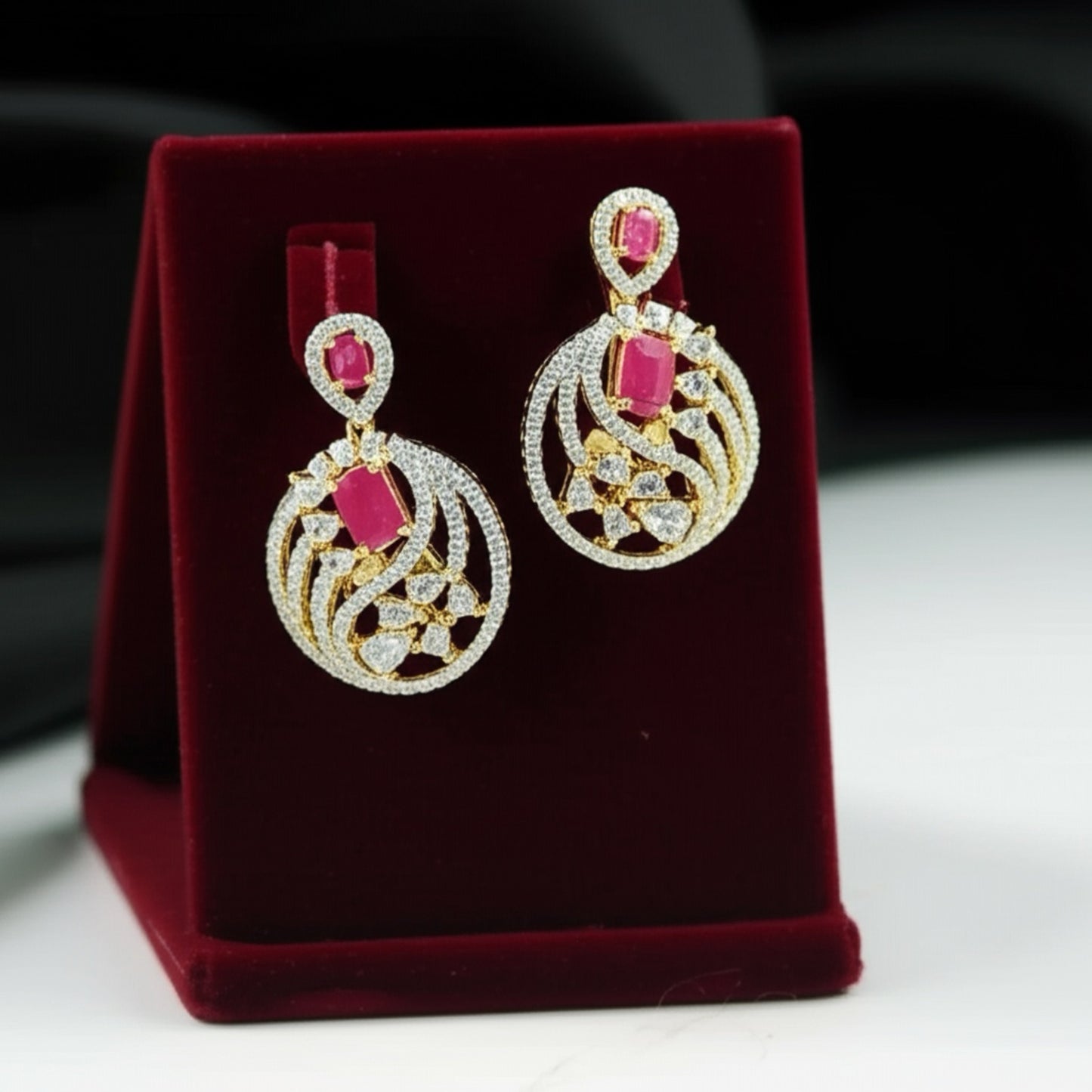 92909-ER CZ Earring With Gold/Rhodium Plating