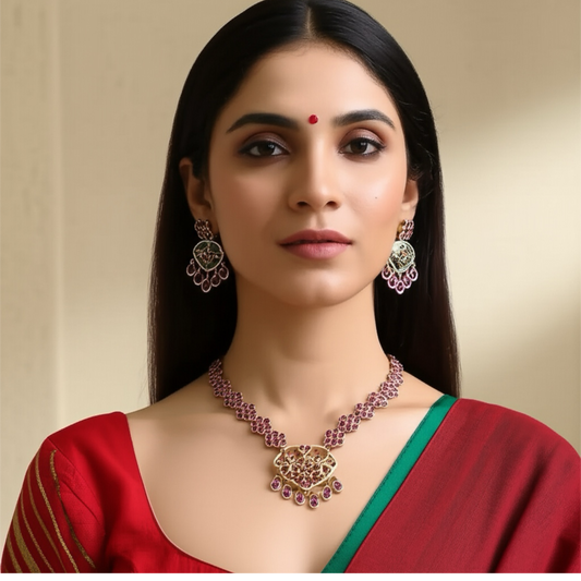 805148 Trendy Necklace With Oxidised Plating