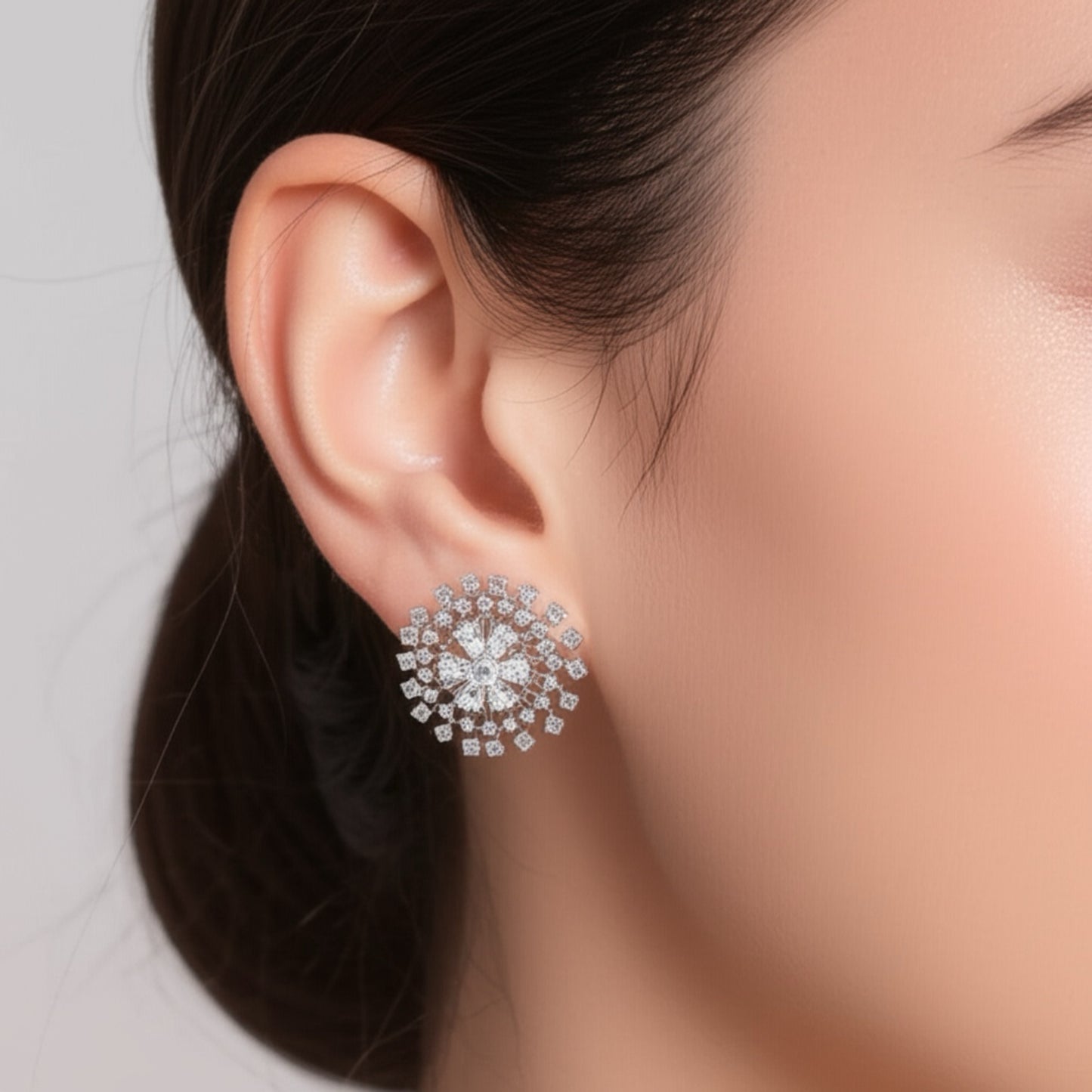 435874 CZ Tops With Rhodium 2 Tone Plating