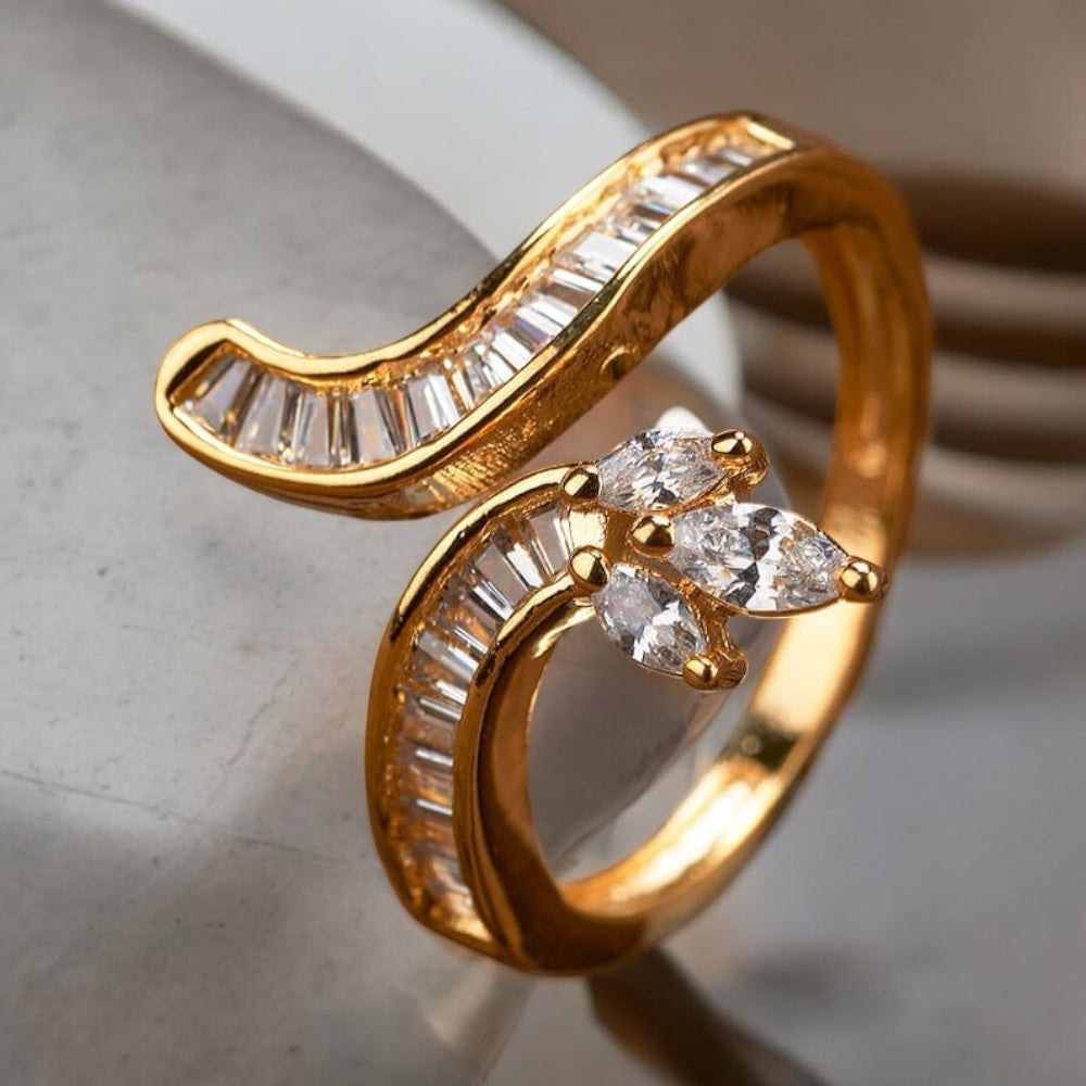 432867 Cz Adjustable Ring 2 Tone