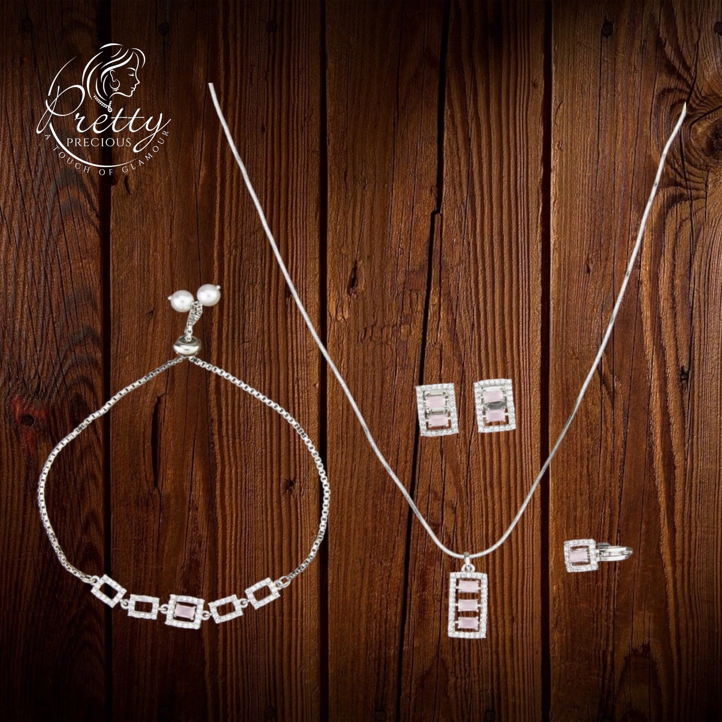 417534 Cz Classic Pendant Set With 2 Tone Plating