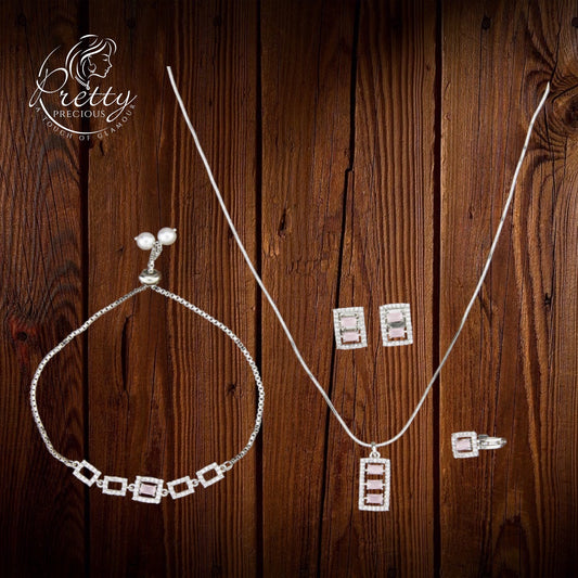 417534 Cz Classic Pendant Set With 2 Tone Plating