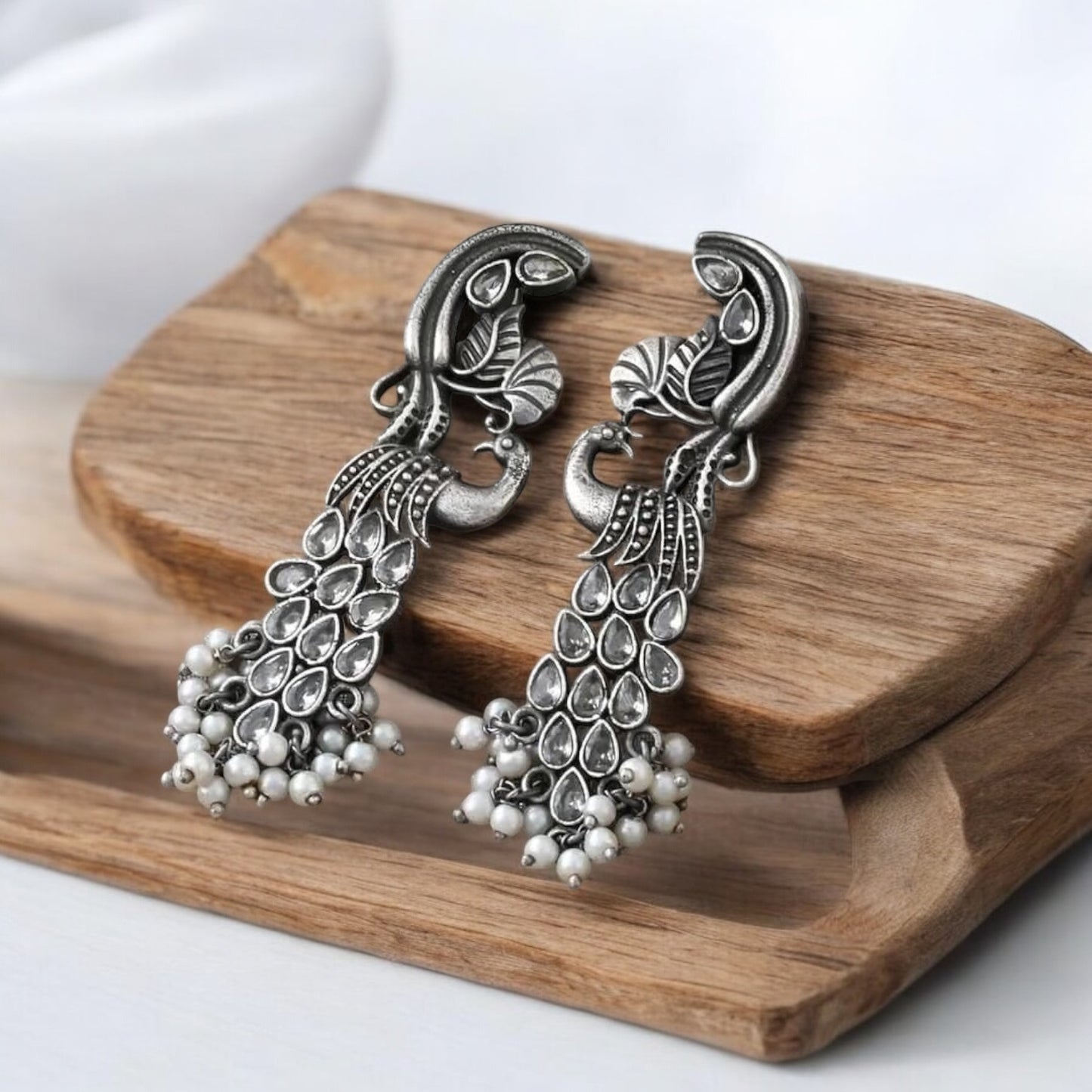 92999-ERO Pretty Precious Fashion Oxidised Silver Stylish Party Wear Earrings for Women and Girls