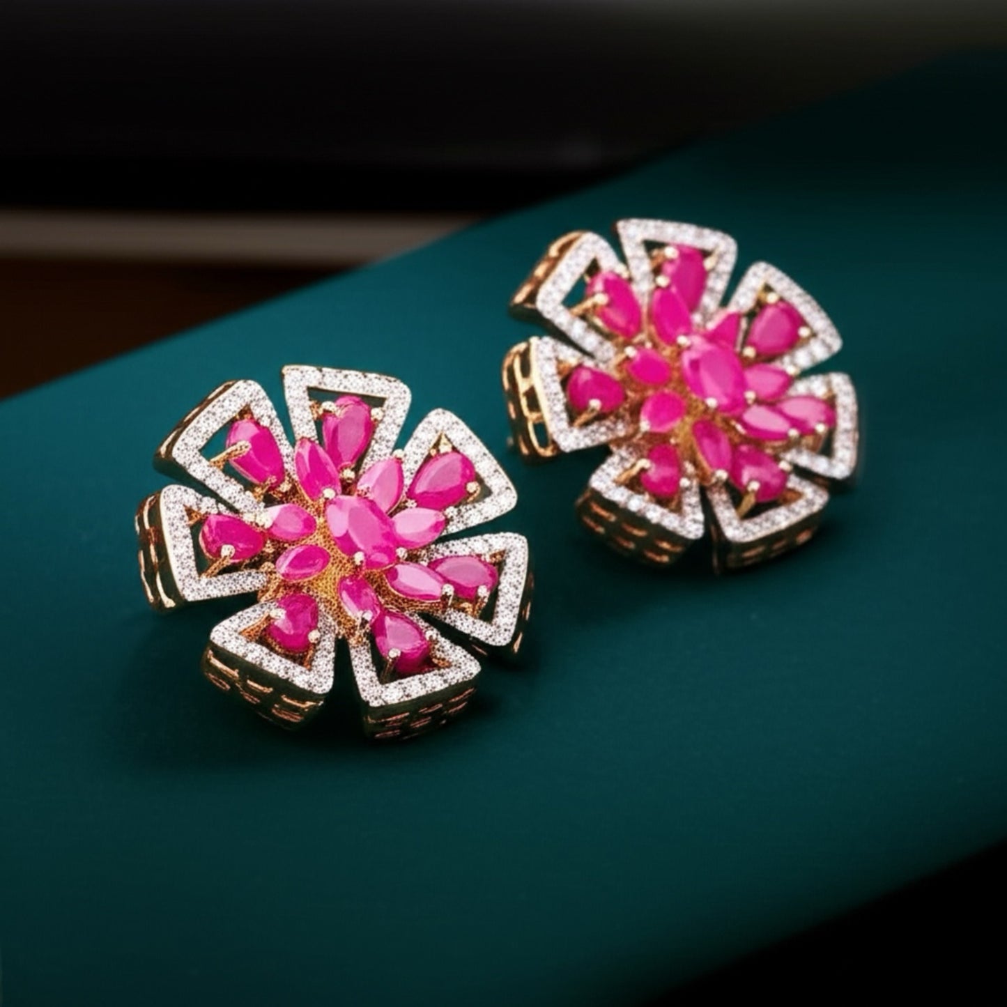 422523 American Diamond Classic Tops With 2 Tone Plating-Ruby