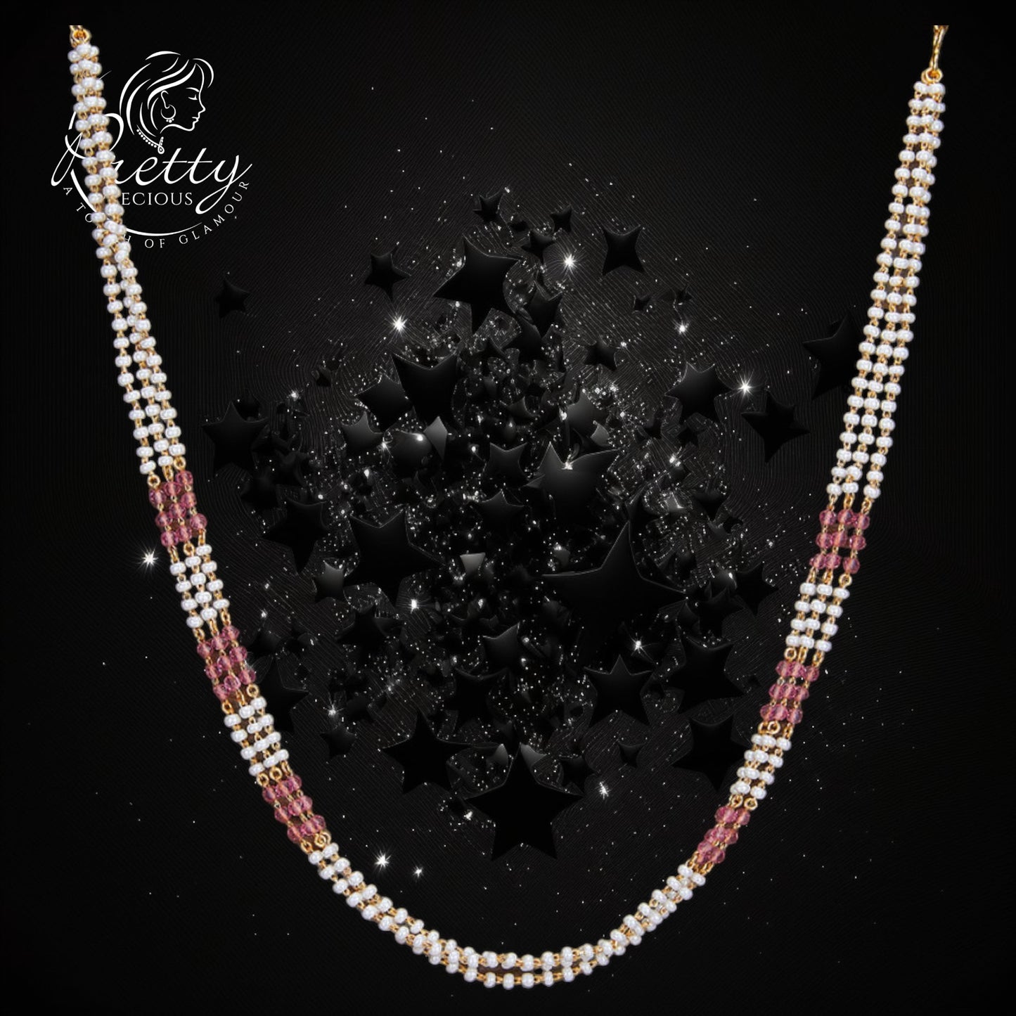 427545 Cubic Zirconia Moti Necklace With Gold Plating
