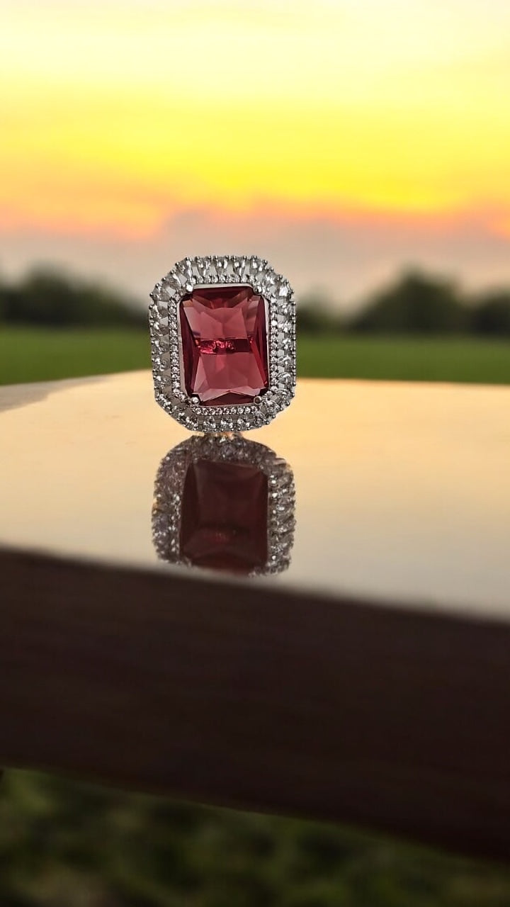 435523 Cz Adjustable Ring Ruby