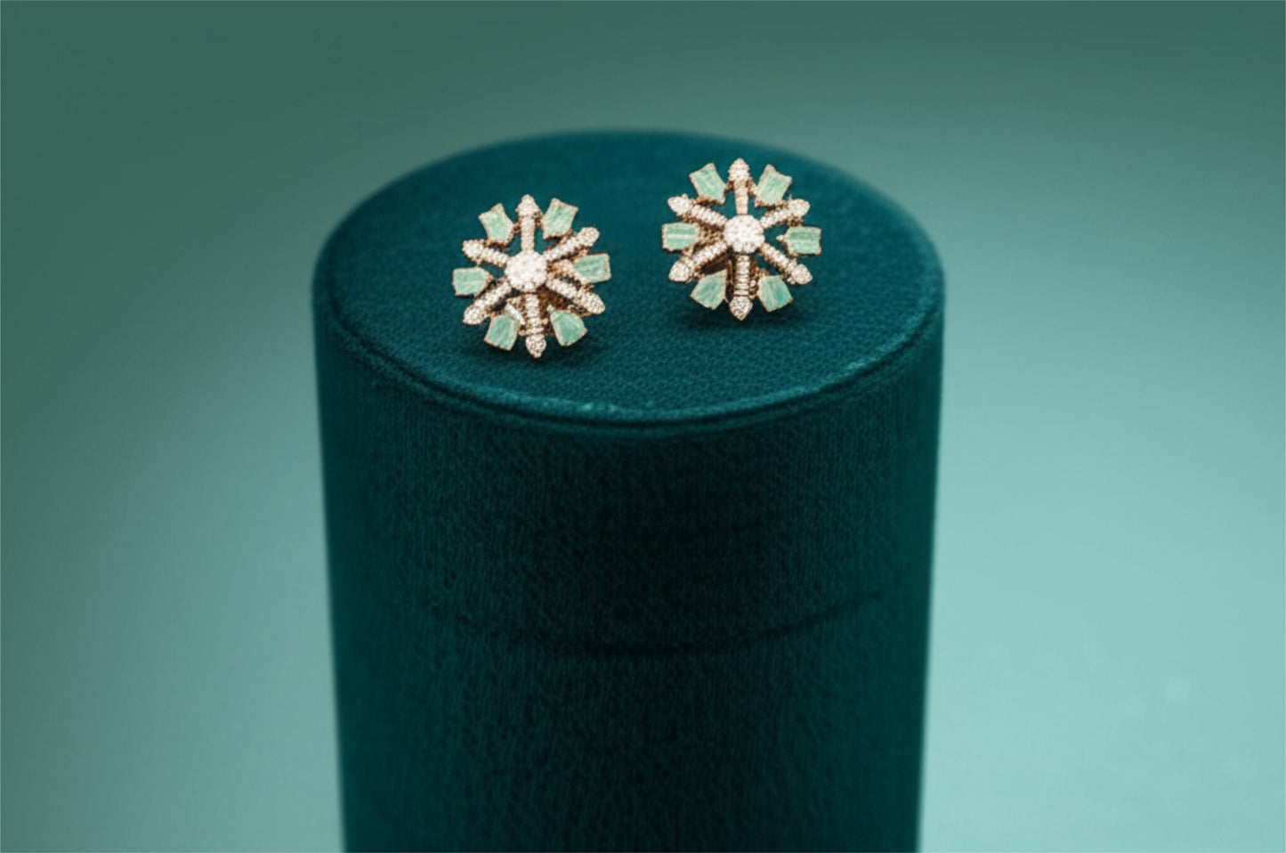 92459-ER  CZ Earring With Gold/Rhodium Plating-Mint