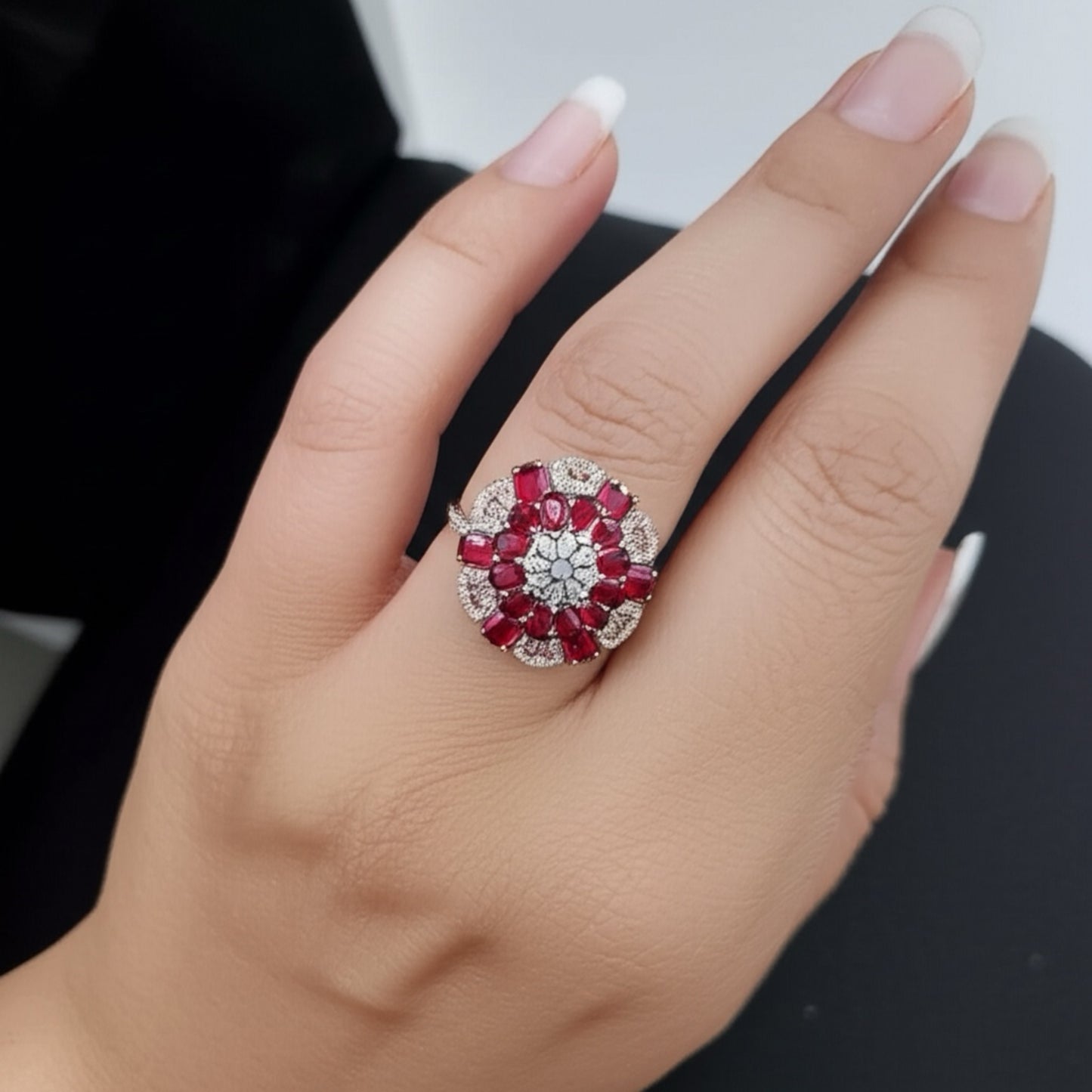 40195 Cz Adjustable Ring Ruby