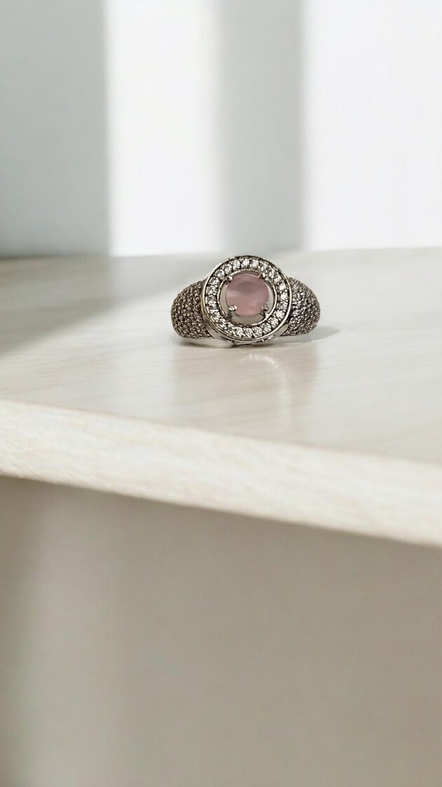 92409-RN Cz Adjustable Ring Pink