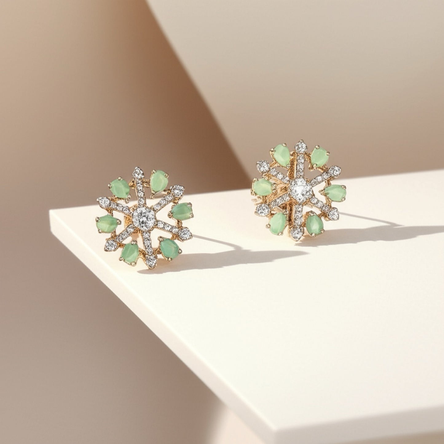92459-ER  CZ Earring With Gold/Rhodium Plating-Mint