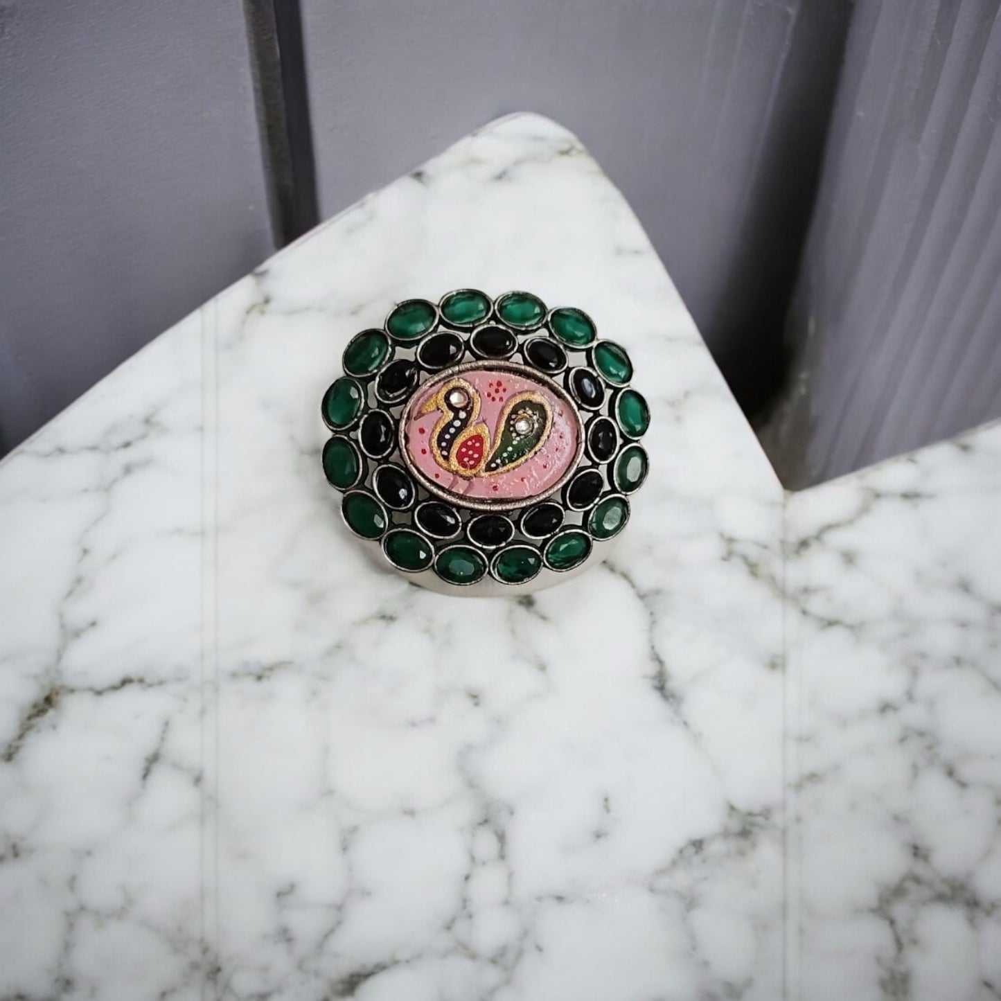 35180 Ring With Oxidised Plating