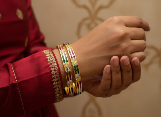 1027 Cz Classic Bangles-Size 2.8-Ruby Green