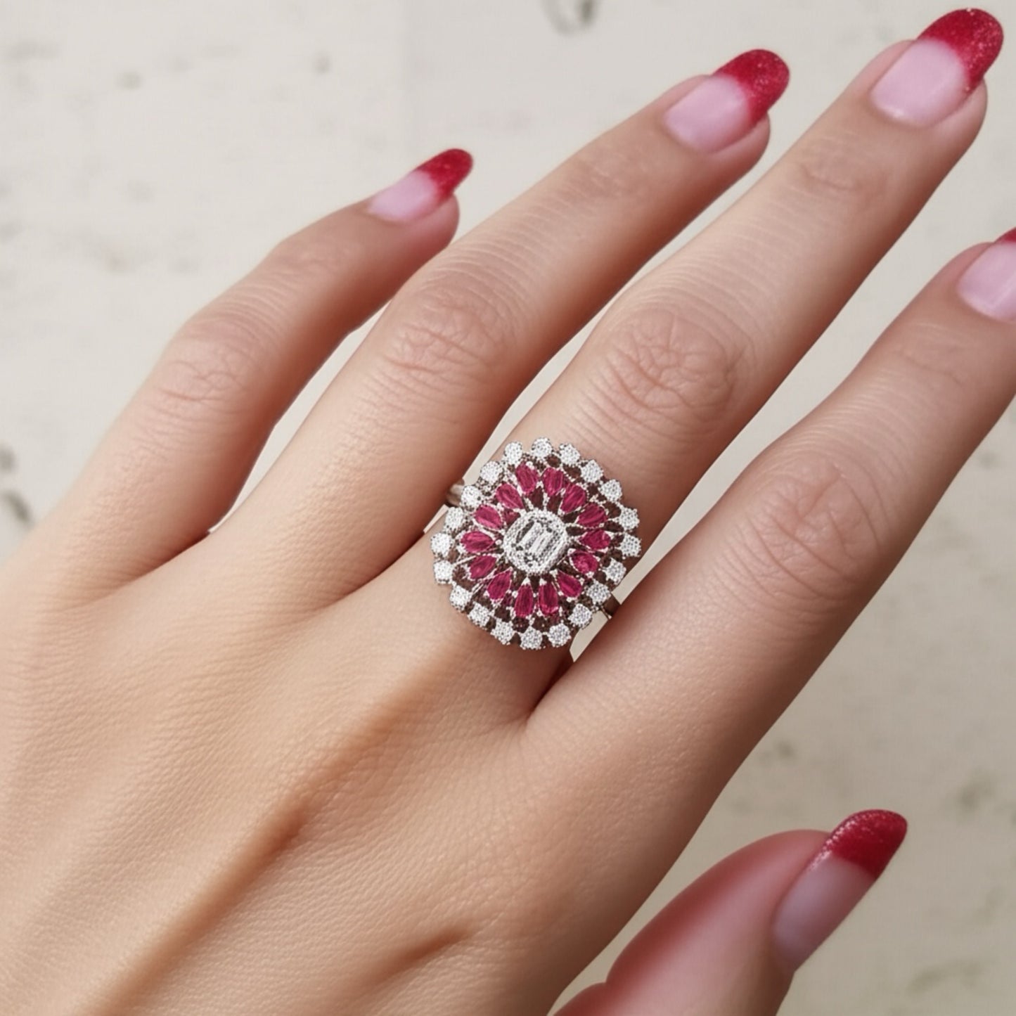 426261-R-Cz Classic Ring With Rhodium Plating-Rani