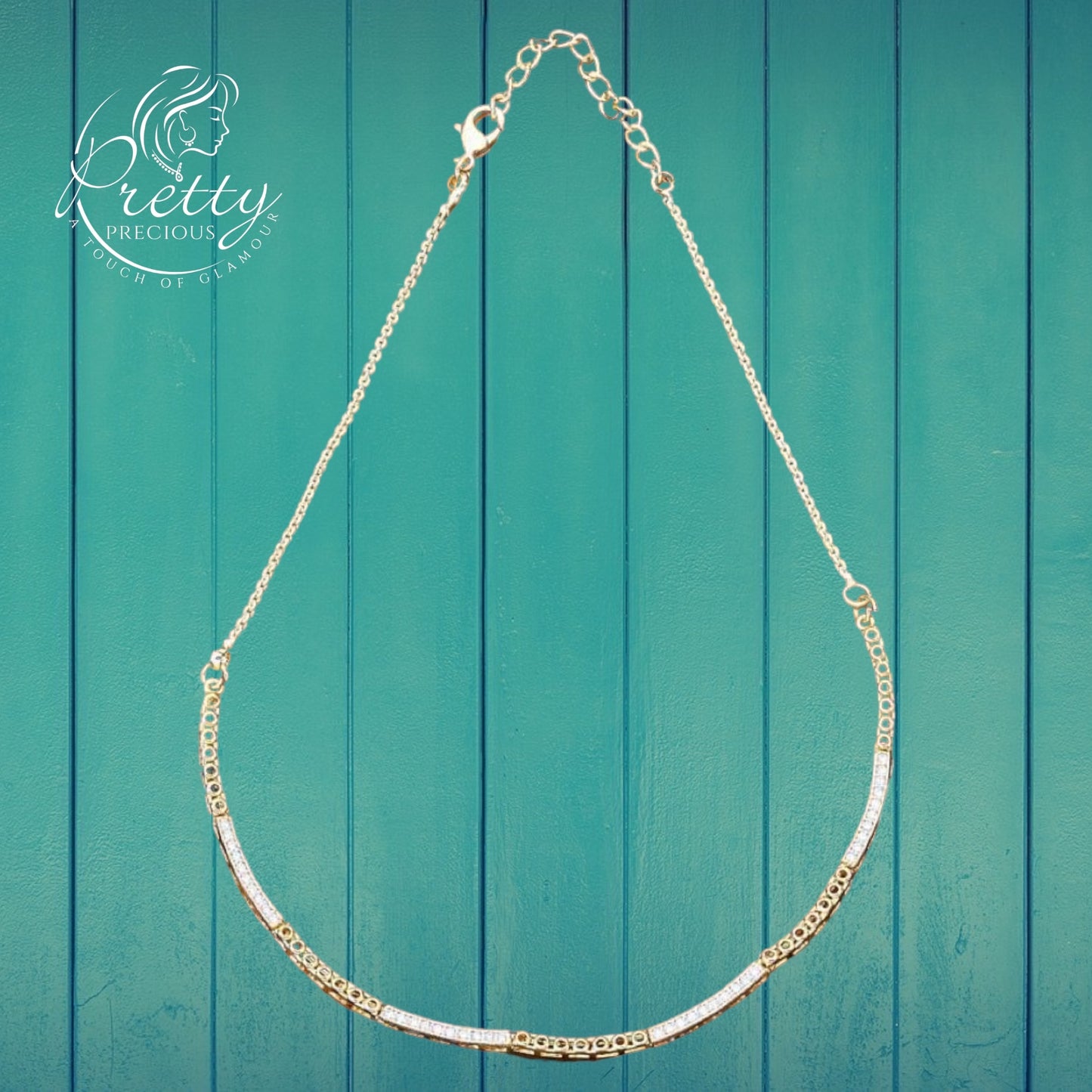 57976 CZ Delicate Chain With 2 Tone Plating