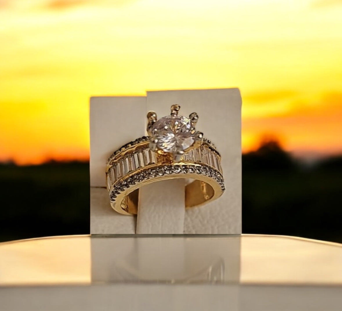 91609-RN Cz Adjustable Ring 2 Tone