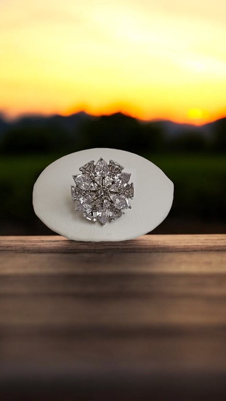 Ring250 Cz Adjustable Ring Silver