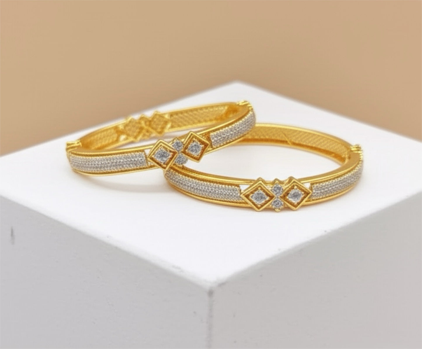 432785 Cz Bangles With Gold Plating-Size 2.6