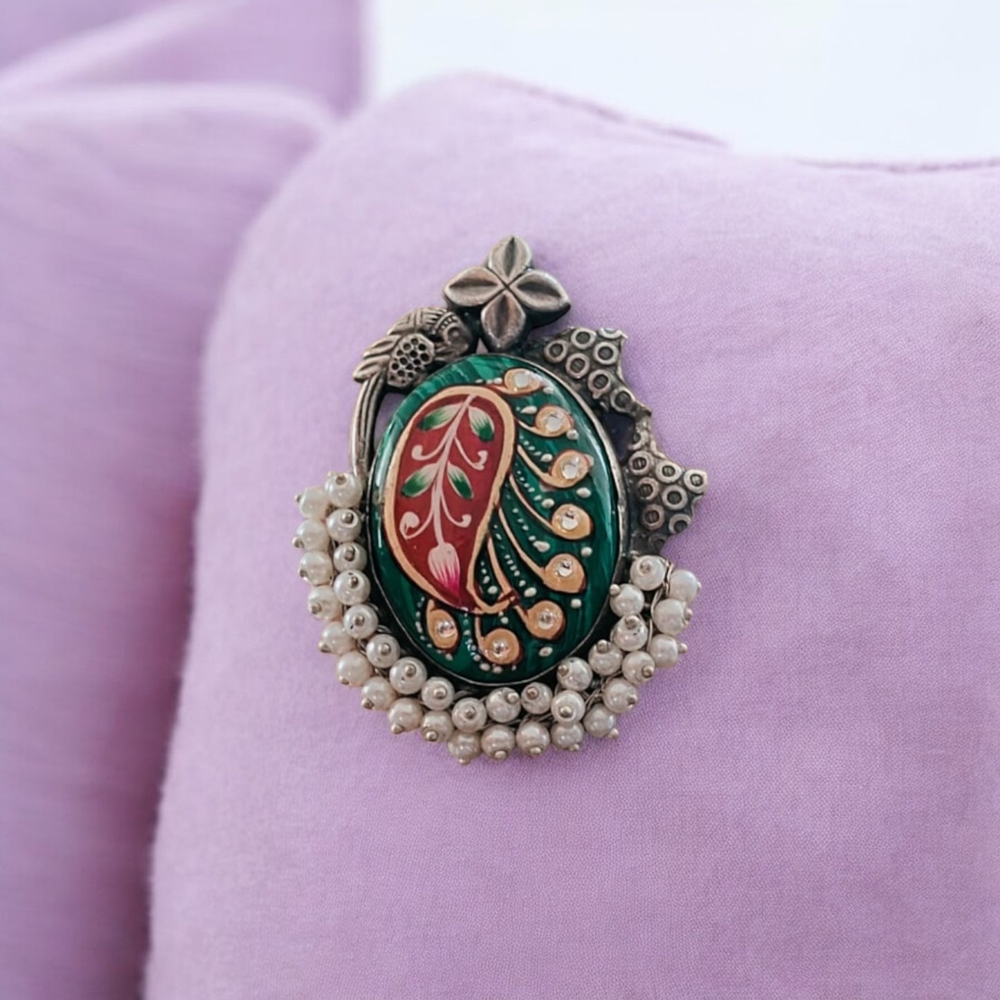 93509-RNO Ring With Oxidised Plating-Green