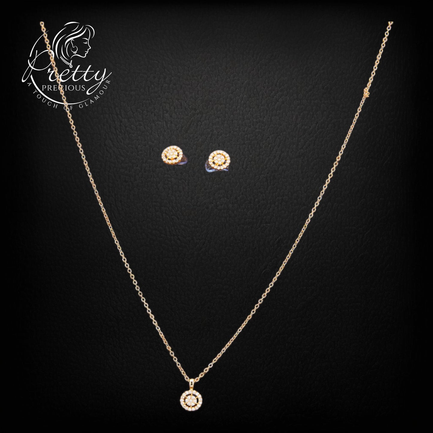 429703 Cubic Zirconia Delicate Pendant Set With Rose Gold Rhodium Gold Plating-Gold