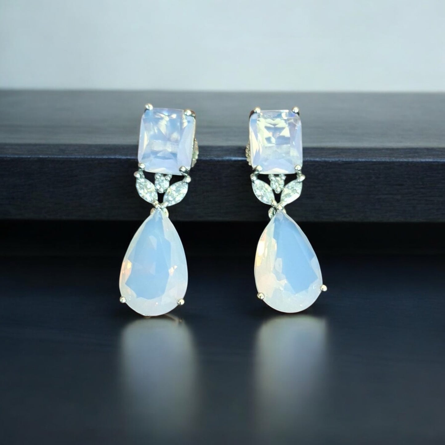 92459-ER  CZ Earring With Gold/Rhodium Plating-Hydra Pink