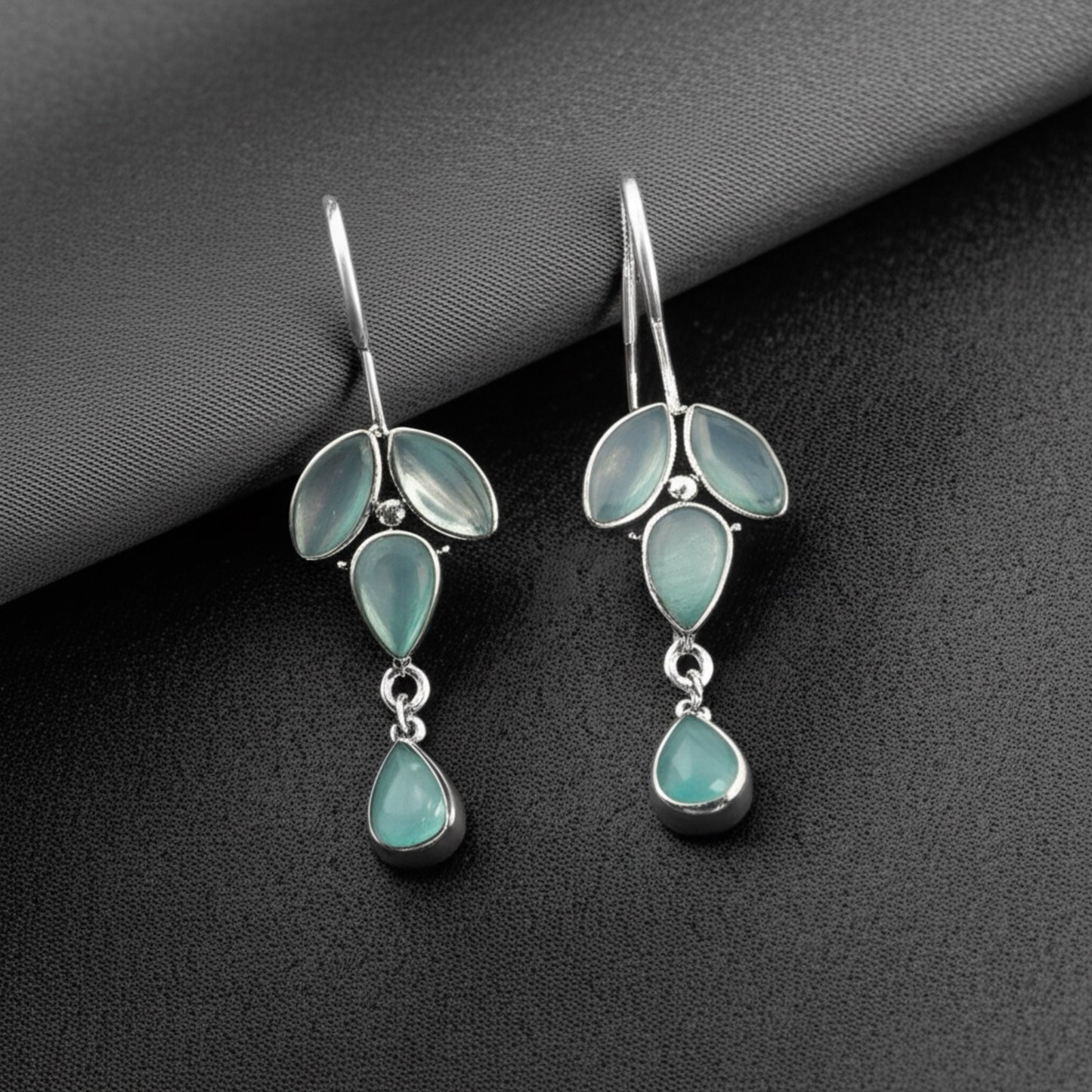 91999-ERO Pretty Precious Fashion Oxidised Silver Stylish Party Wear Earrings for Women and Girls-Mint