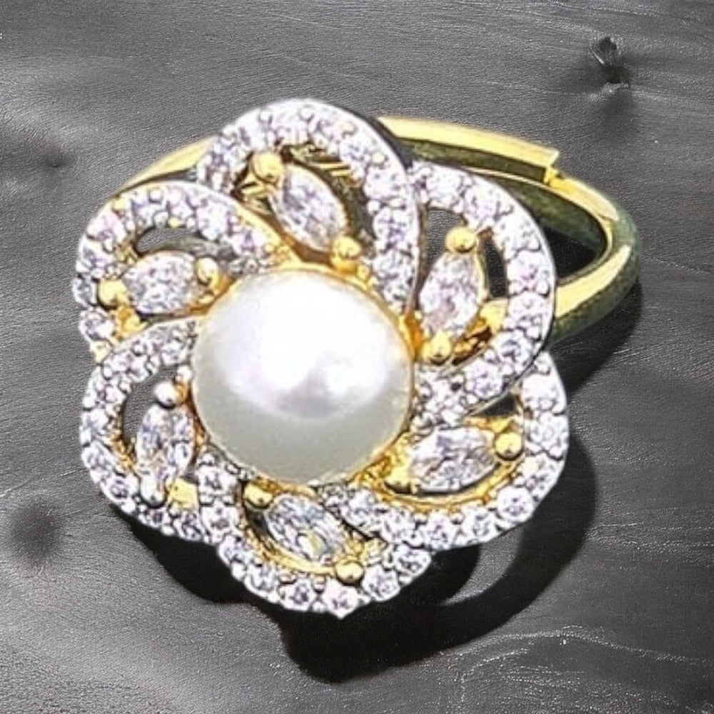 437349 Cz Adjustable Ring 2 Tone