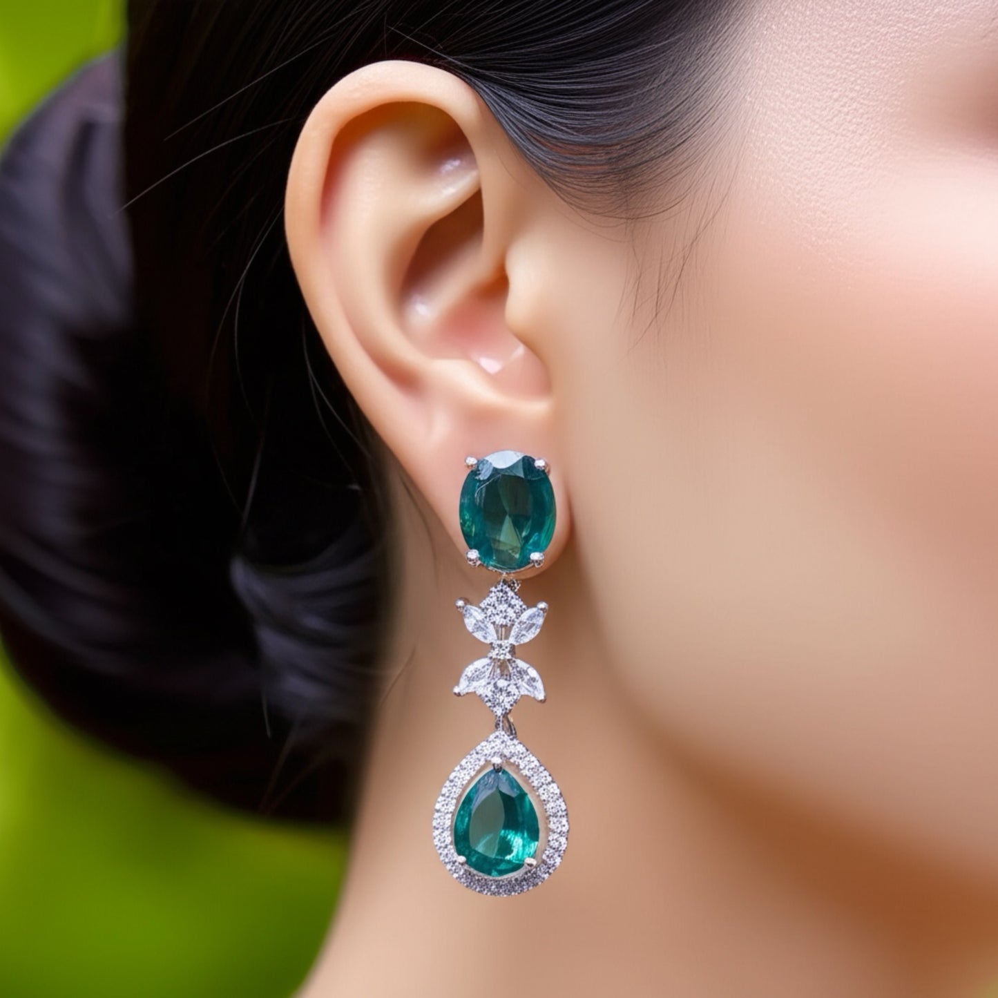 91409-ER CZ Earring With Gold/Rhodium Plating