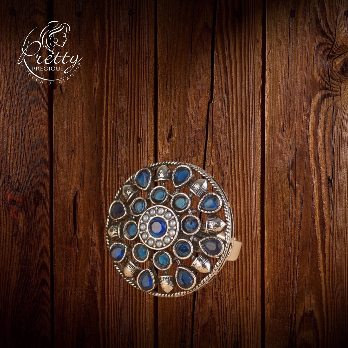 809087 Ring With Oxidised Plating Blue