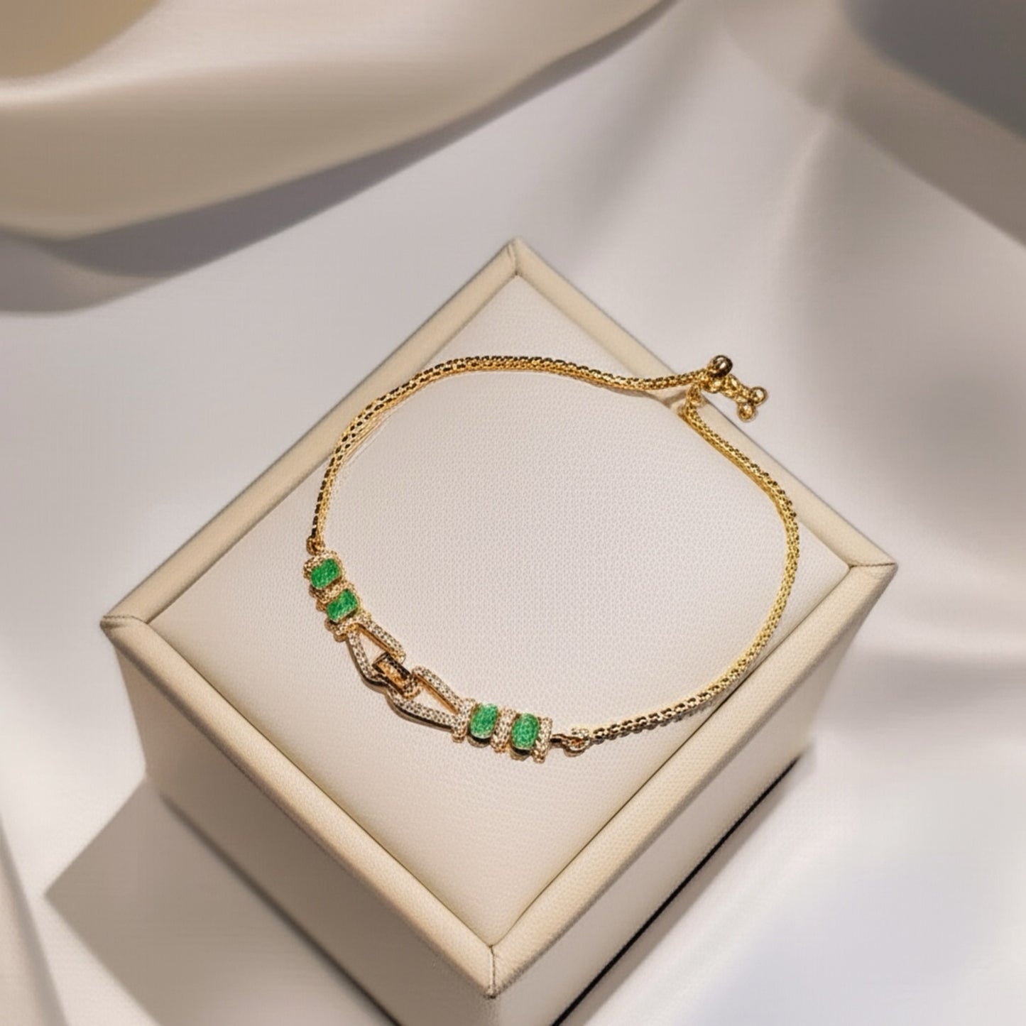 91409-BR Adjustable Bracelet With Rhodium Plating-Mint