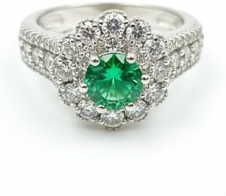 443308-Pretty Precious American Diamond Finger Ring for Women & Girls | Rhodium Plated AD Ring | Adjustable Elegant Party, Wedding & Daily Wear Jewellery-Green
