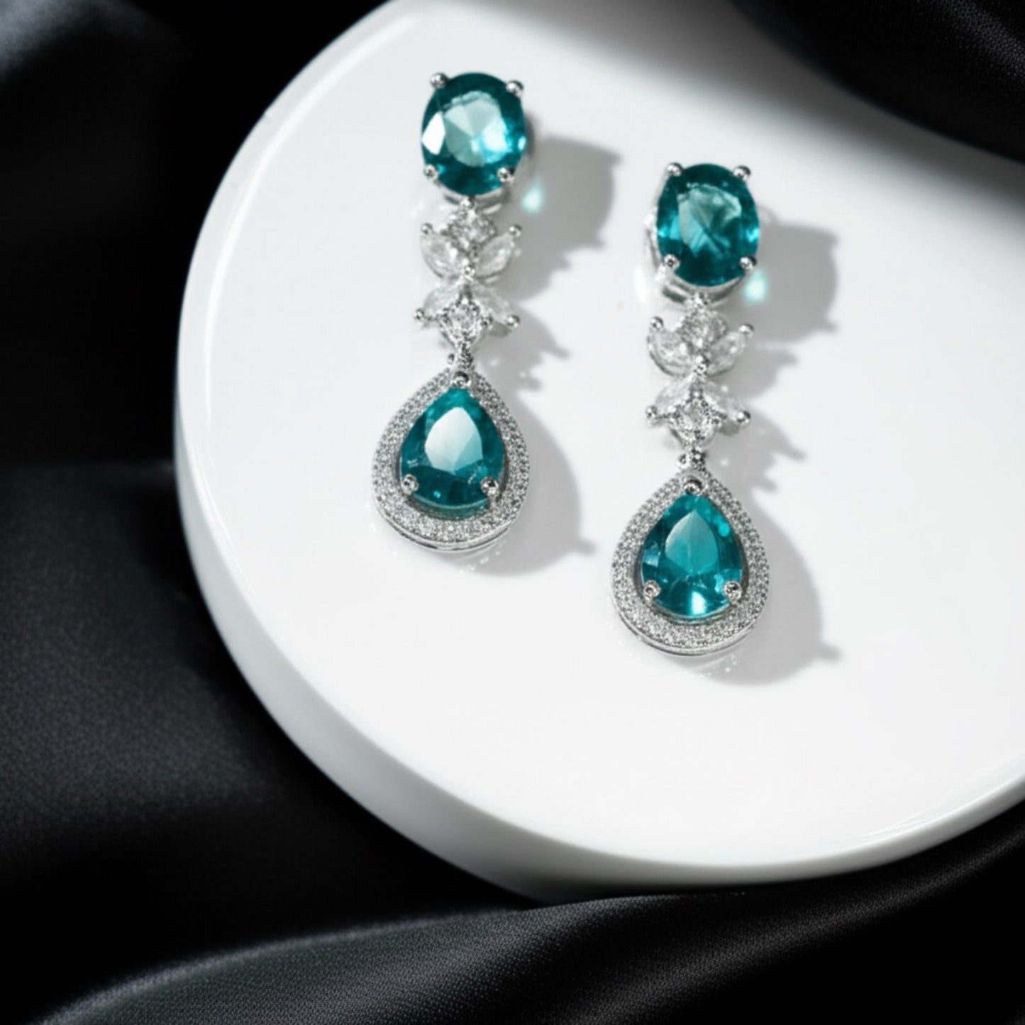 91409-ER CZ Earring With Gold/Rhodium Plating