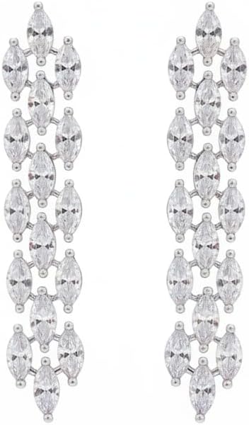 443206-Pretty Precious Rhodium Plated American Diamond Earrings for Women & Girls | AD Stud Earrings | Sparkling Cubic Zirconia Jewellery | Elegant Party & Daily Wear-White