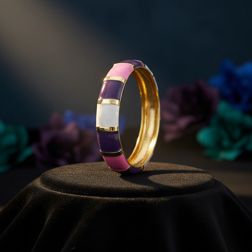 1437-Pretty Precious Enamel Bracelet for Women & Girls | Multicolor Designer Enamel Bangle | Anti-Tarnish, Lightweight & Stylish Daily Wear Jewellery