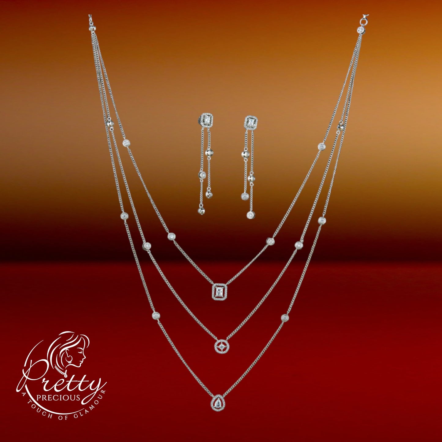 420928 Cz Delicate Necklace With Rhodium Plating