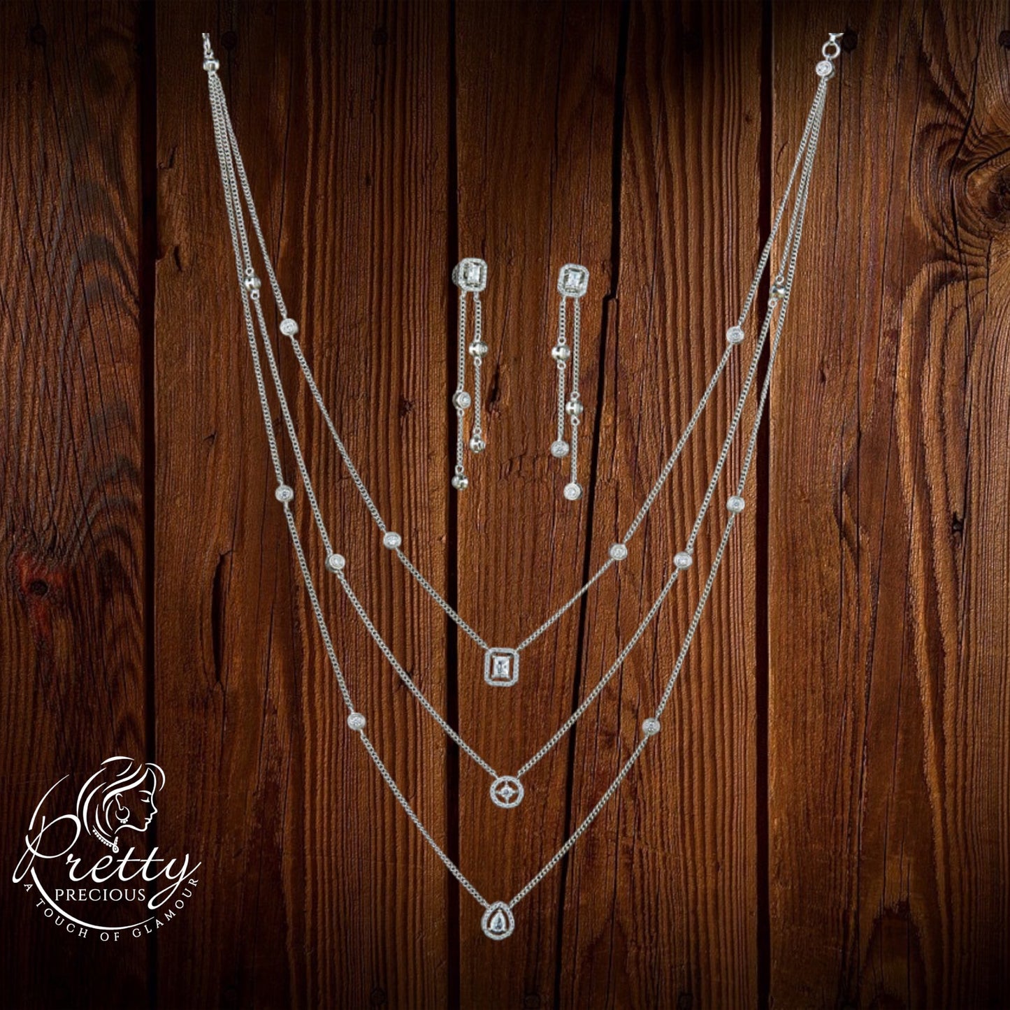 420928 Cz Delicate Necklace With Rhodium Plating