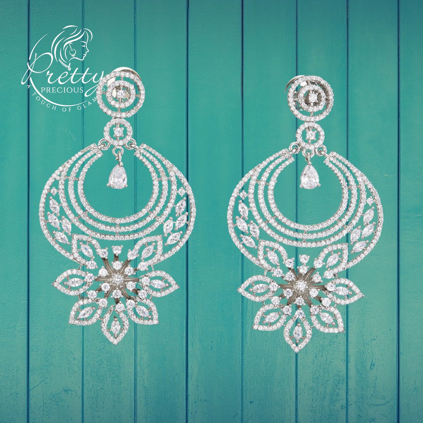 422161 American Diamond Chand Earring