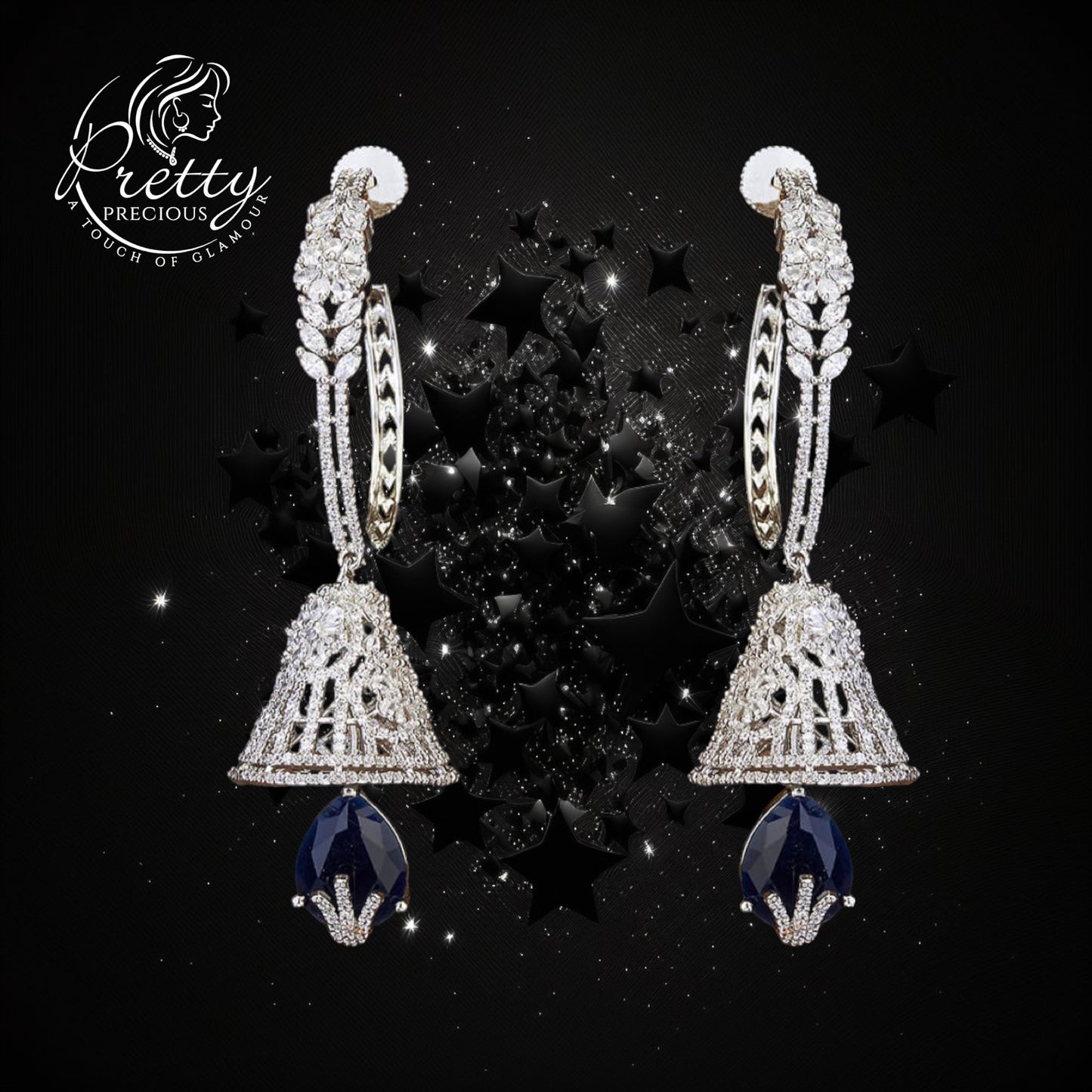 424748 Cubic Zirconia Classic Earring With Rhodium Plating