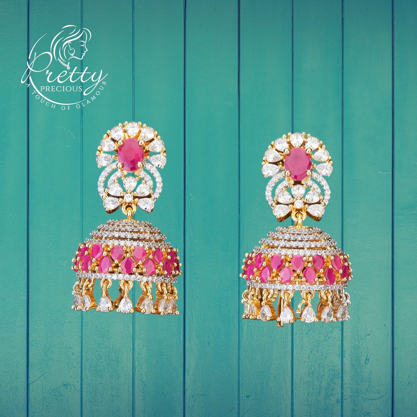 426288 Cz Classic Jhumki With 2 Tone Plating