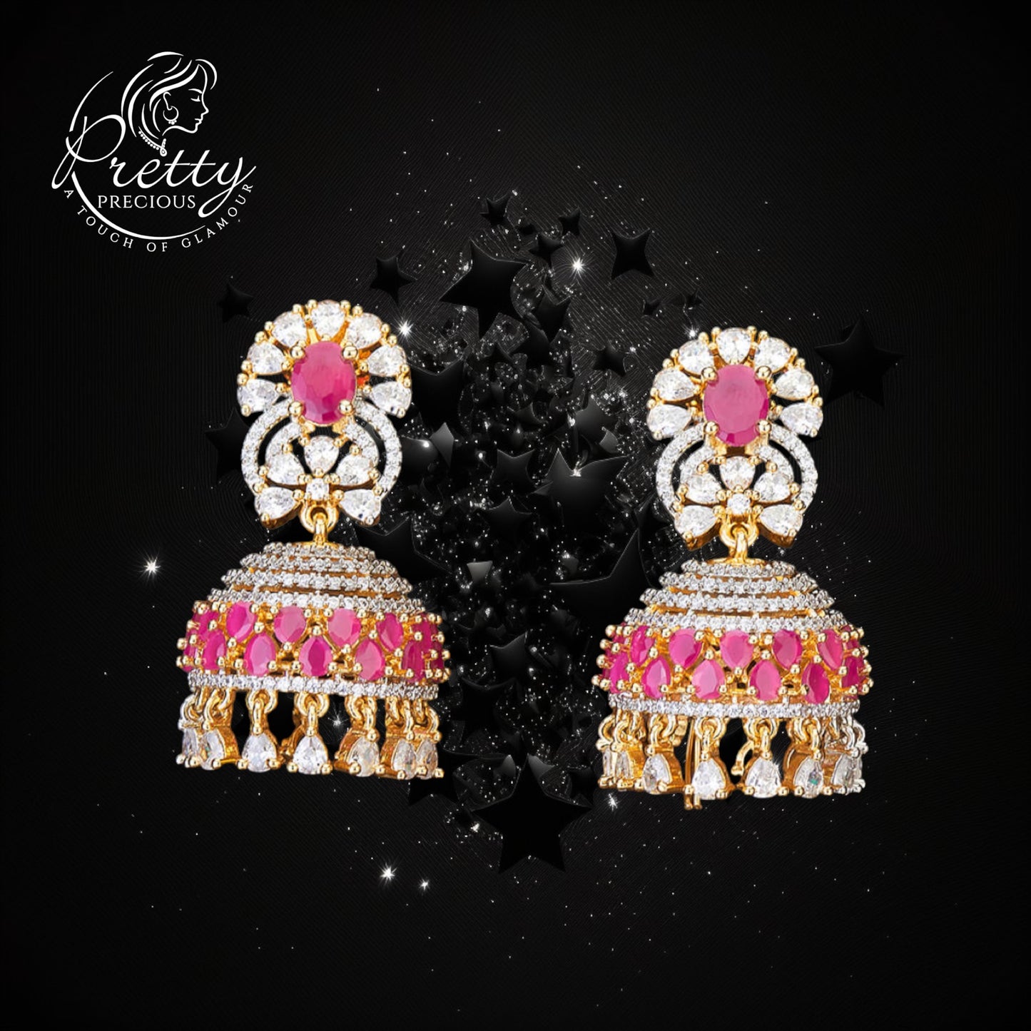 426288 Cz Classic Jhumki With 2 Tone Plating