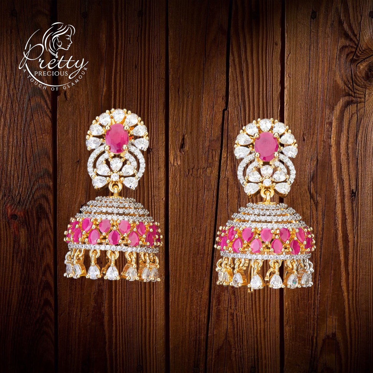 426288 Cz Classic Jhumki With 2 Tone Plating