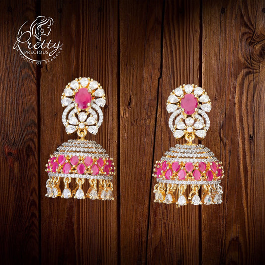 426288 Cz Classic Jhumki With 2 Tone Plating