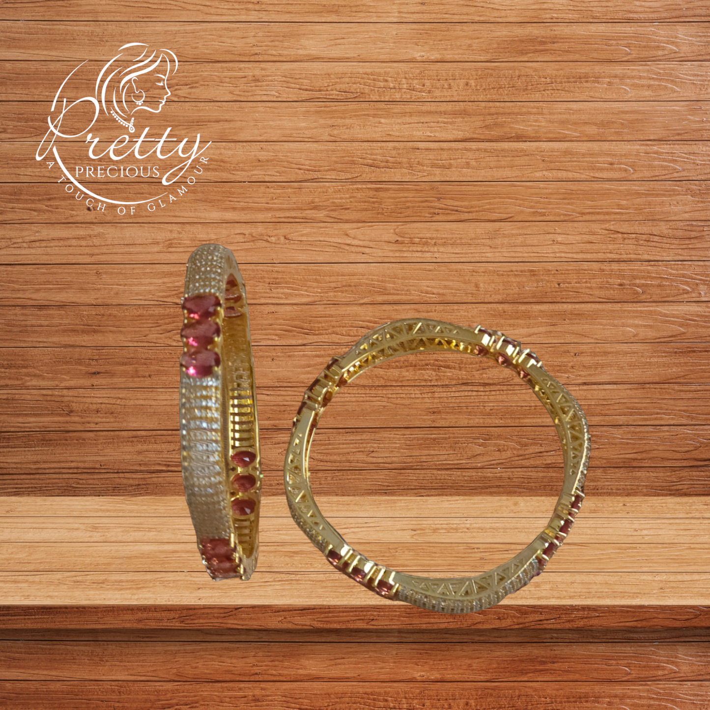 426649 Cz Classic Bangles With 2 Tone Plating-Size 2.4