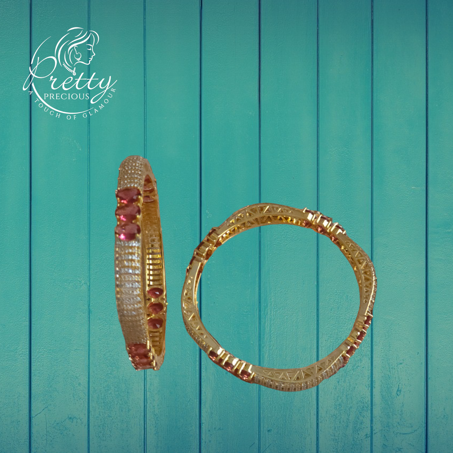 426649 Cz Classic Bangles With 2 Tone Plating-Size 2.4