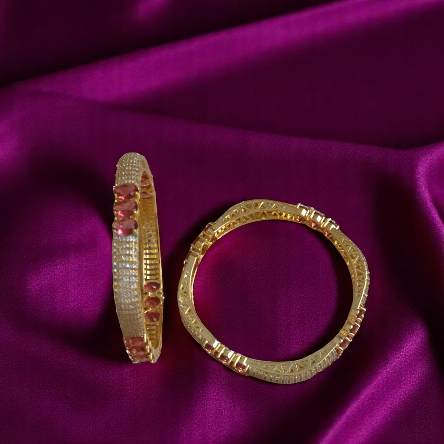 426649 Cz Classic Bangles With 2 Tone Plating-Size 2.4