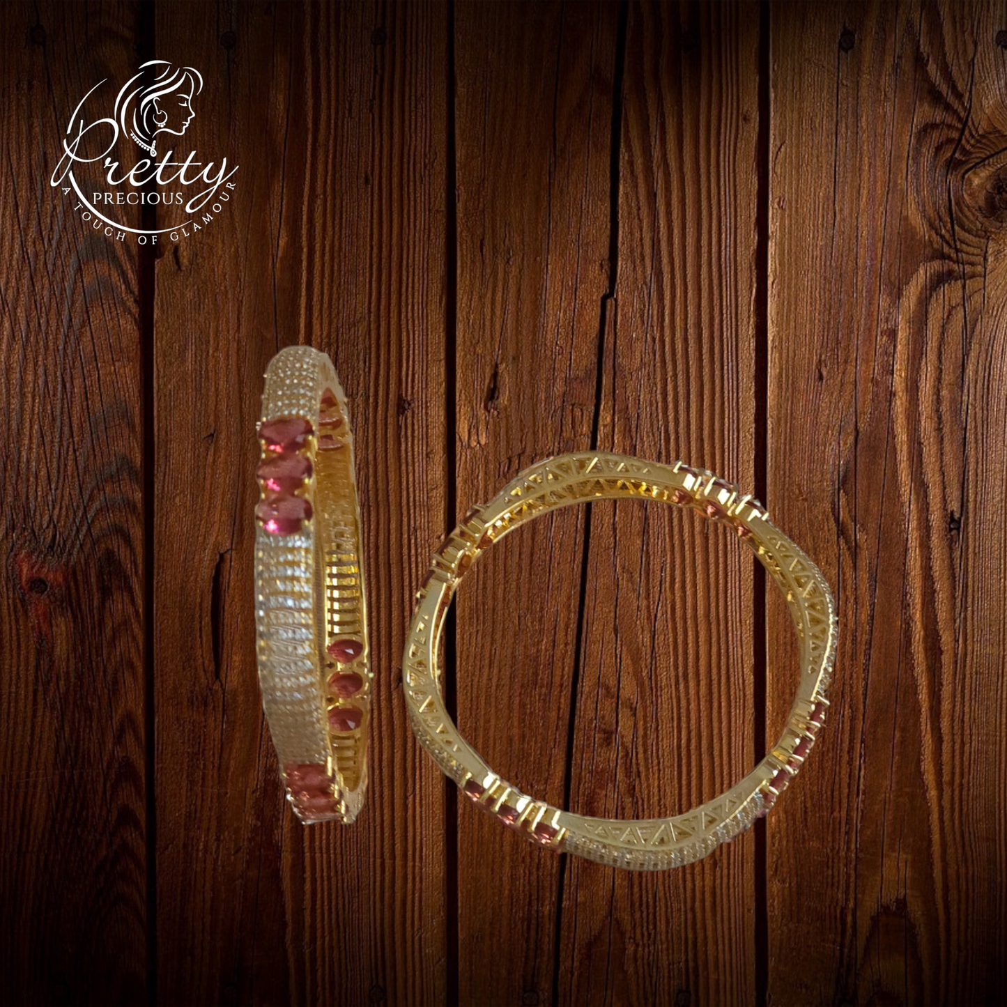 426649 Cz Classic Bangles With 2 Tone Plating-Size 2.4