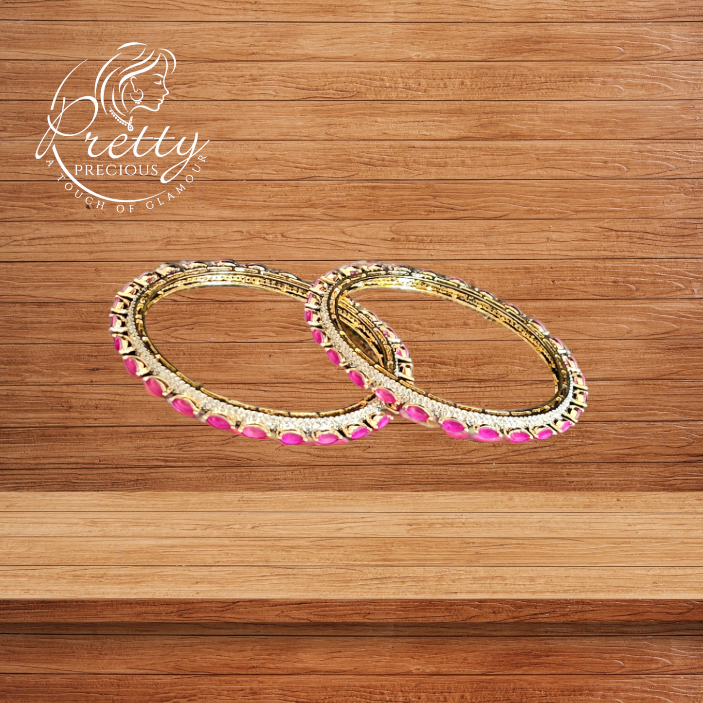 426827 Cz Classic Bangles With 2 Tone Plating-Size 2.6